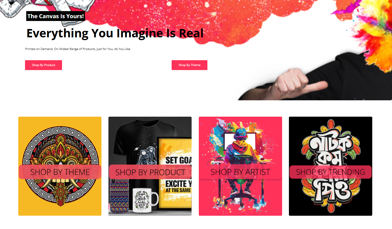 The Artemis storefront showing custom print-on-demand products and themes